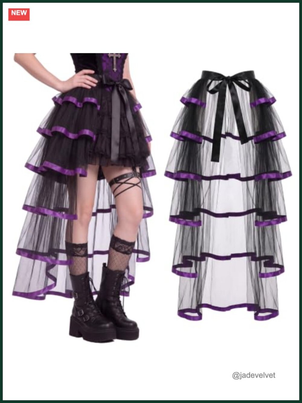 Steampunk Bustle Skirt 6 Layer Tulle Overskirt Tie-On Adjustable Waist